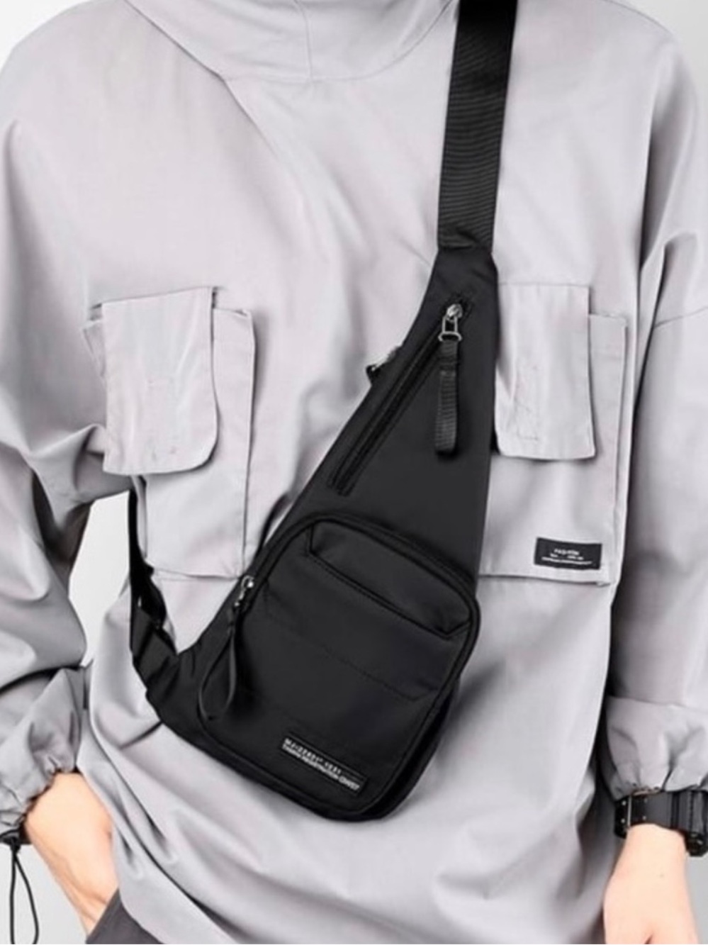 3/50$Men's Black Crossbody Sling Bag - Lightweight Everyday Carry